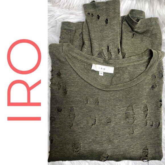 IRO LIZA 100% LINEN DISTRESSED SWEATER GRUNGE ROCKER STREETWEAR, MEDIUM - Picture 3 of 7